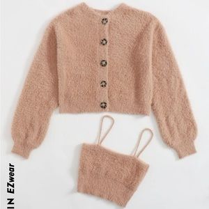 SHEIN fuzzy cardigan with cami